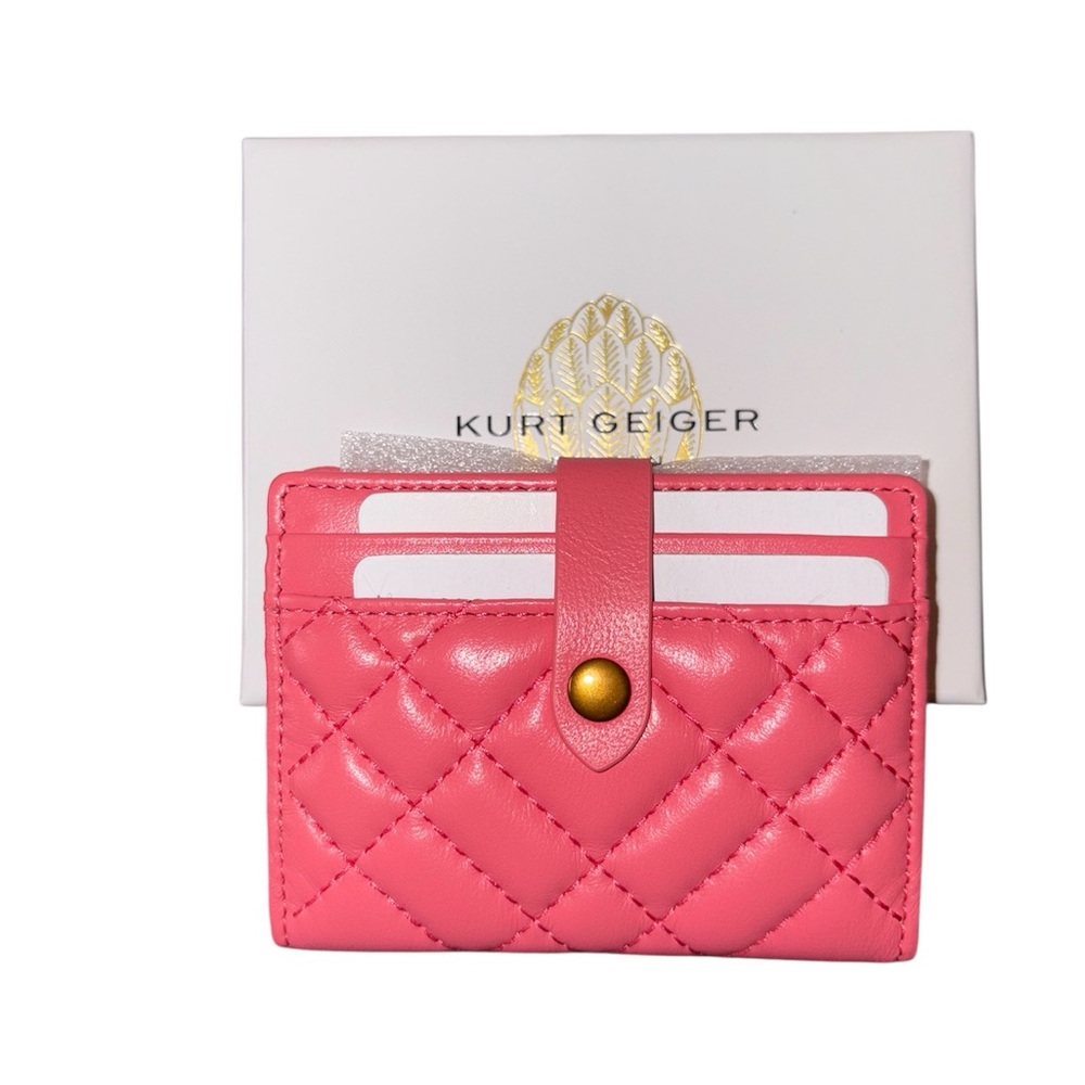 Kurt Geiger London Brixton Quilted Leather Card Case Pink New in Box - Picture 2 of 5